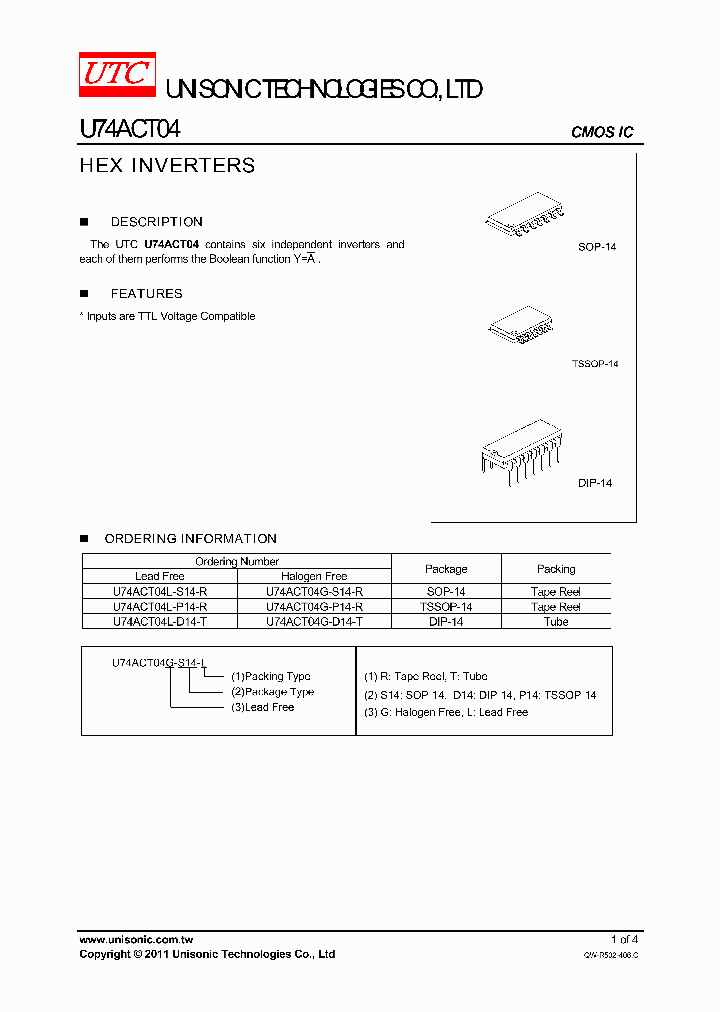 U74ACT04L-S14-R_4753294.PDF Datasheet