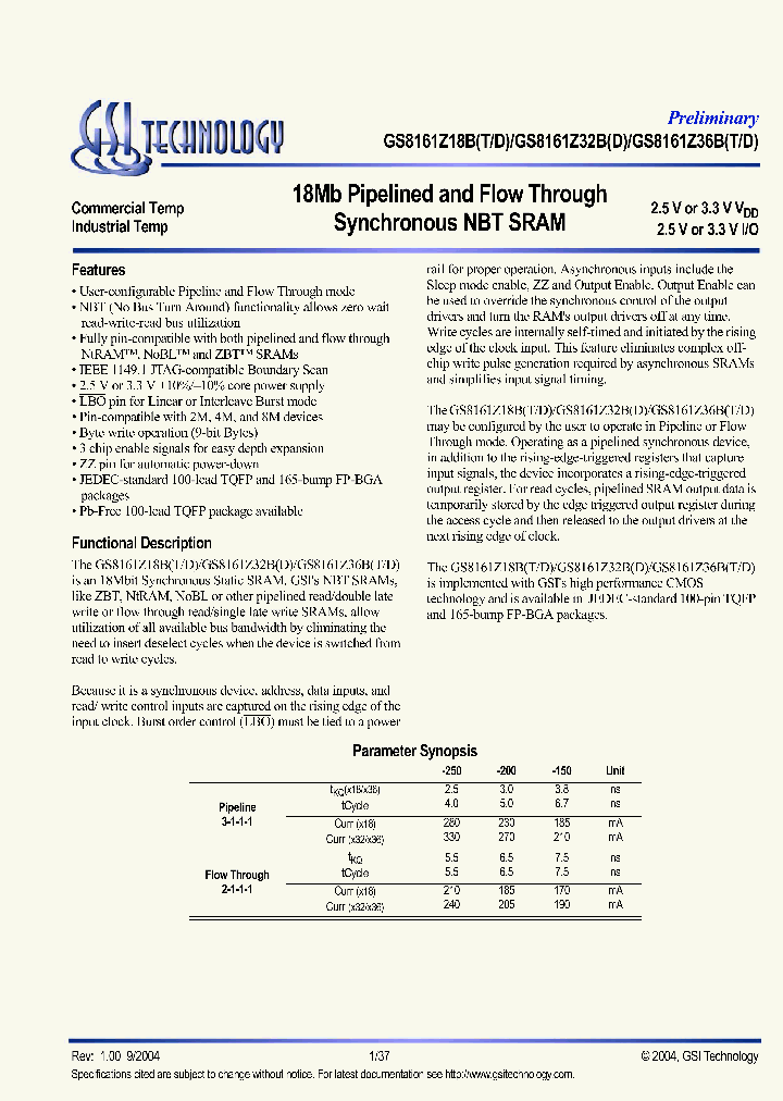 GS8161Z18BT-150I_4757699.PDF Datasheet