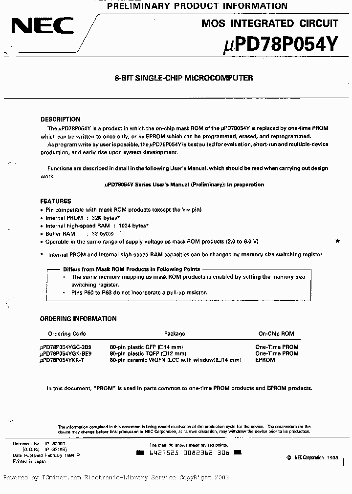 UPD78P054YKK-T_4756271.PDF Datasheet