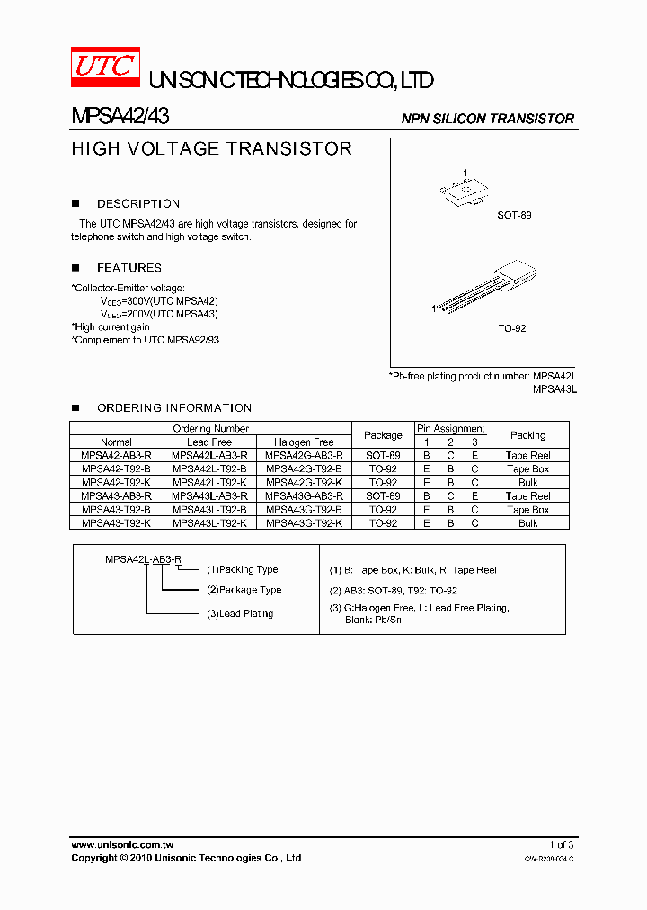 MPSA42G-T92-K_4768946.PDF Datasheet
