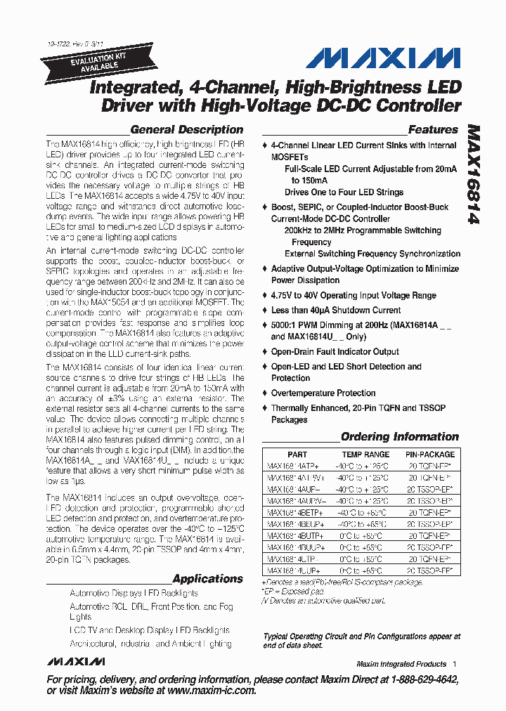 MAX16814BETP_4772135.PDF Datasheet