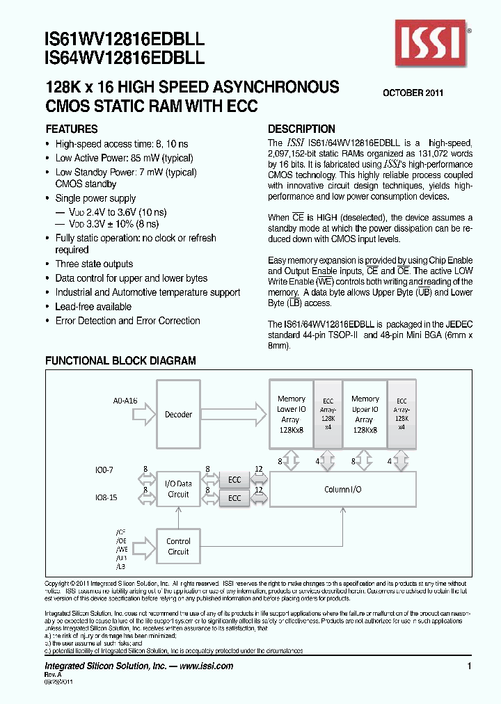 IS61WV12816EDBLL_4773605.PDF Datasheet