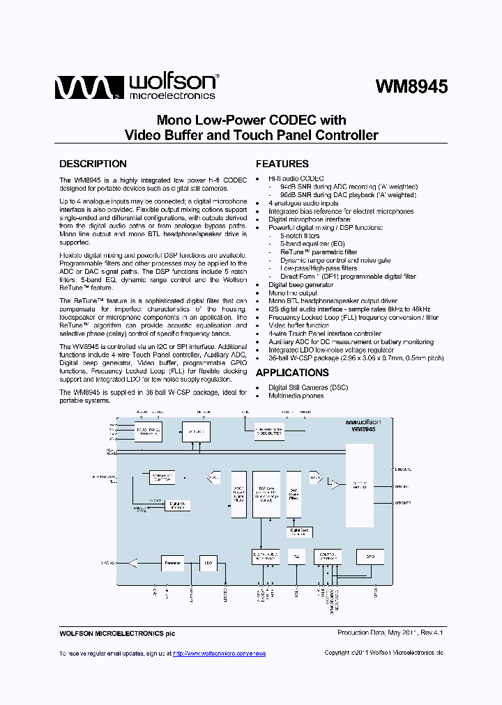 WM8945ECSR_4774206.PDF Datasheet