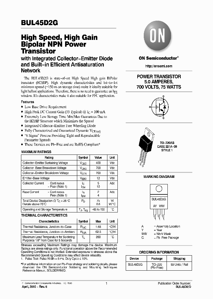 BUL45D2G_4775581.PDF Datasheet