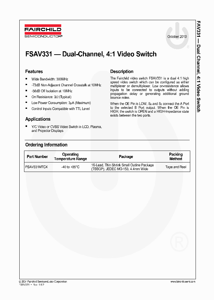 FSAV331MTCX10_4778740.PDF Datasheet
