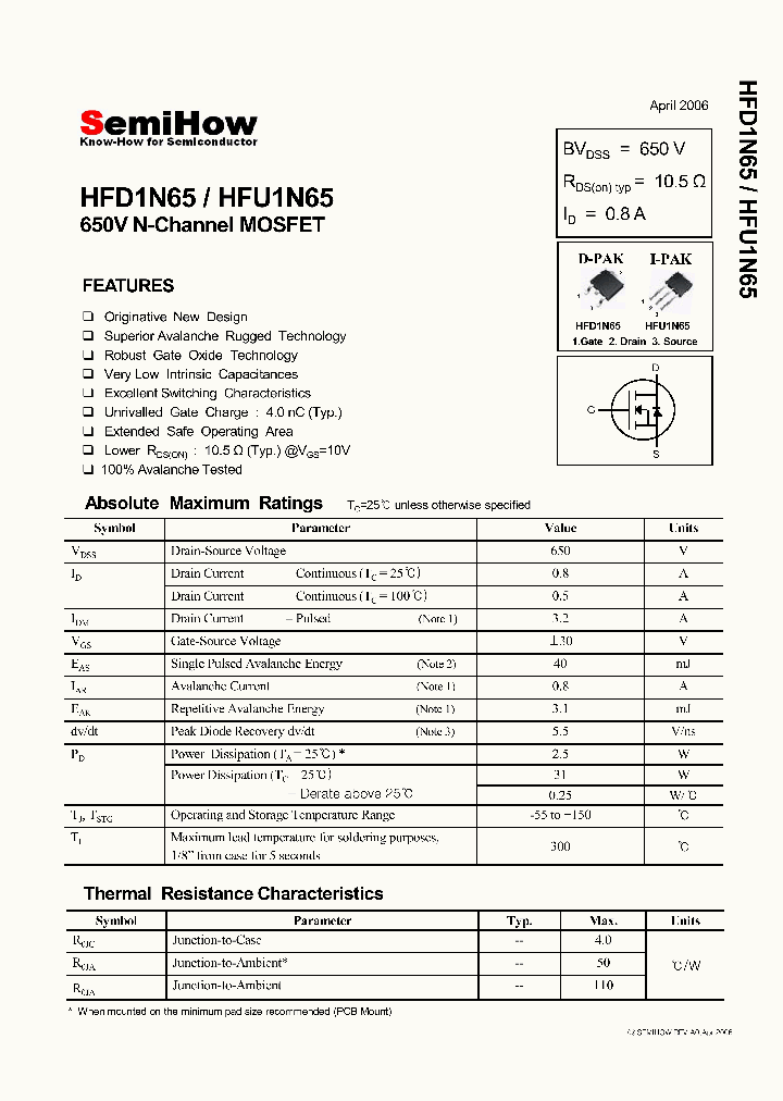 HFD1N65_4779663.PDF Datasheet