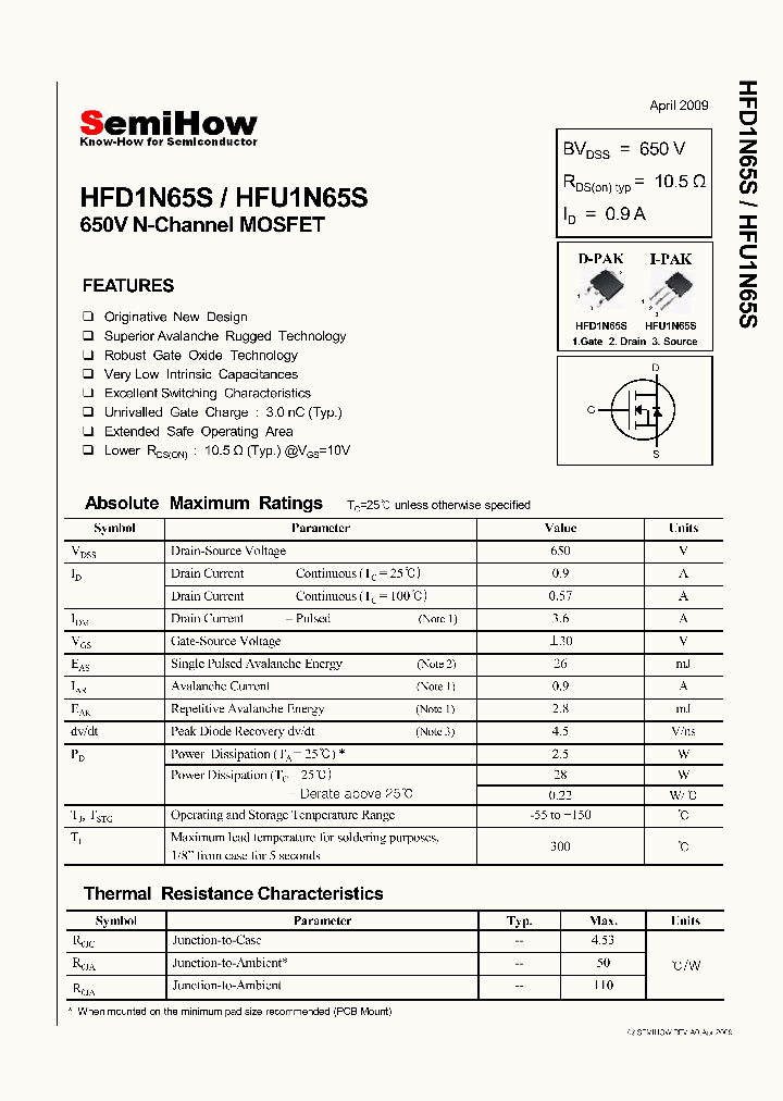 HFD1N65S_4779664.PDF Datasheet