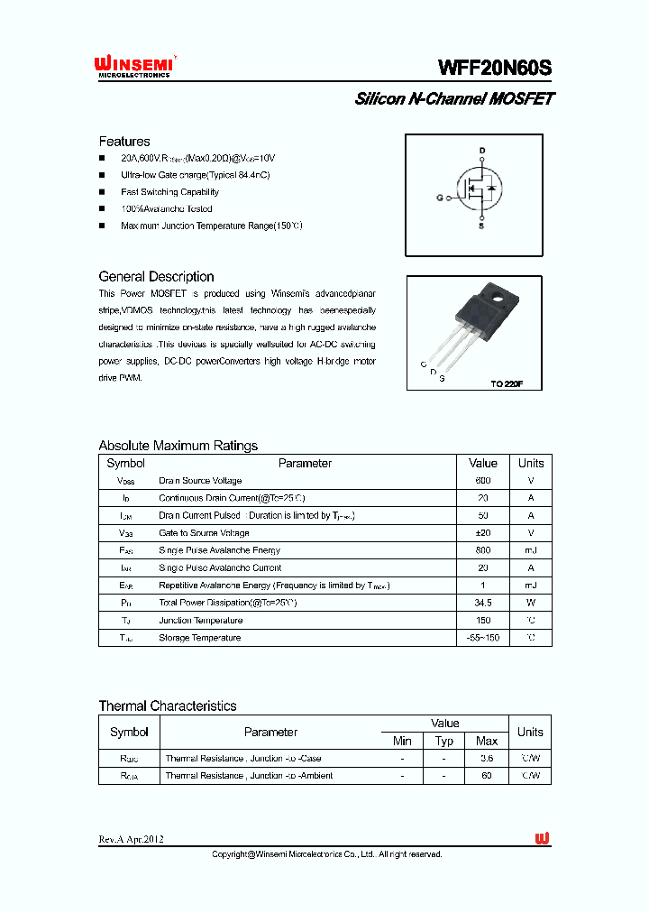 WFF20N60S_4782135.PDF Datasheet