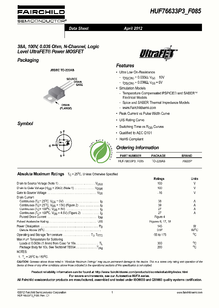 HUF76633P312_4789374.PDF Datasheet