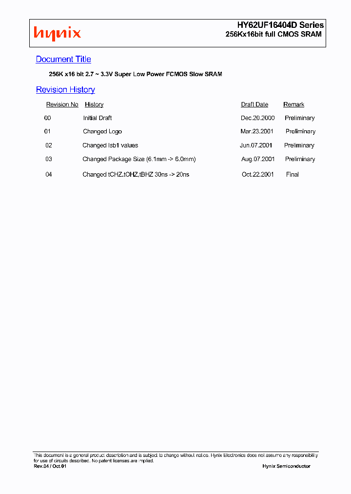 HY62UF16404D_4792090.PDF Datasheet