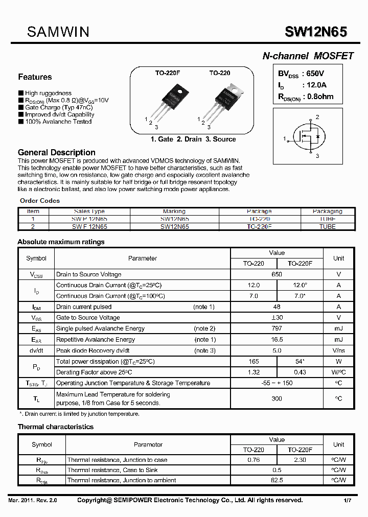 SWP12N65_4792694.PDF Datasheet