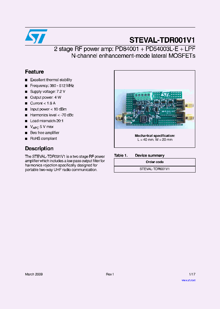 STEVAL-TDR001V1_4799322.PDF Datasheet