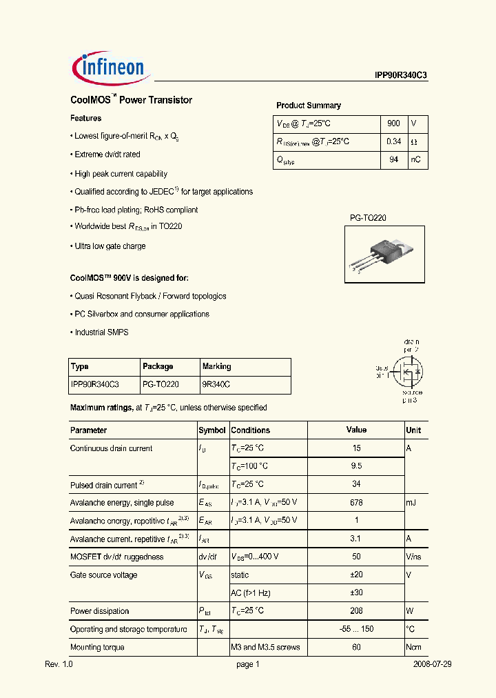 IPP90R340C3_4801128.PDF Datasheet