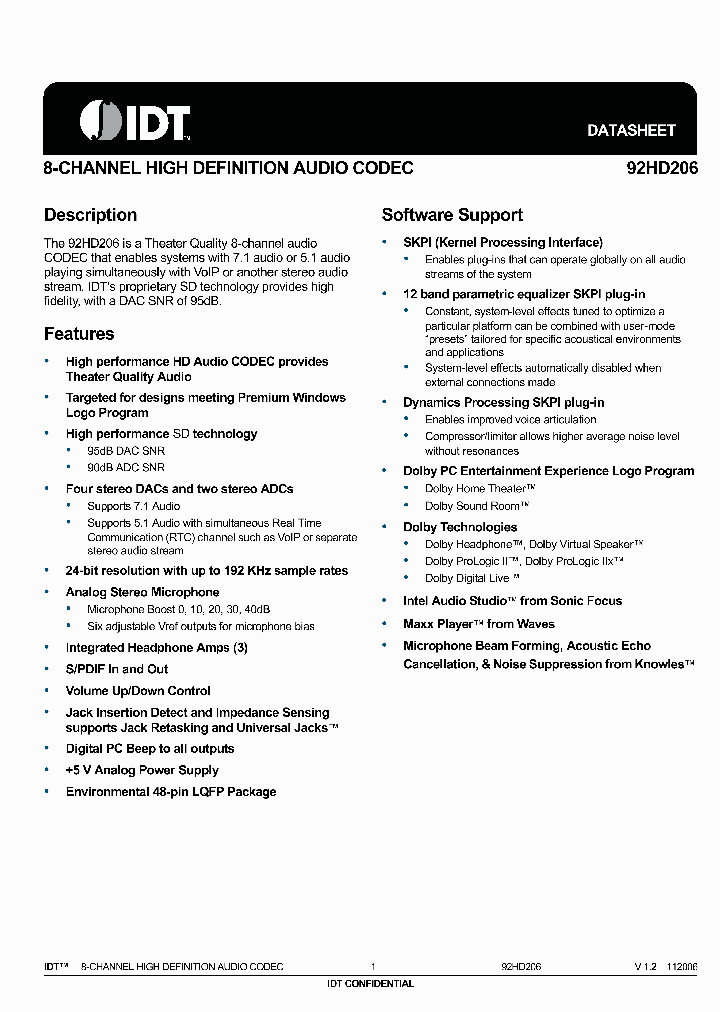 92HD206XX5PRGXYYX_4812522.PDF Datasheet
