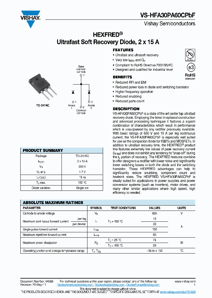 HFA30PA60CPBF11_4810732.PDF Datasheet