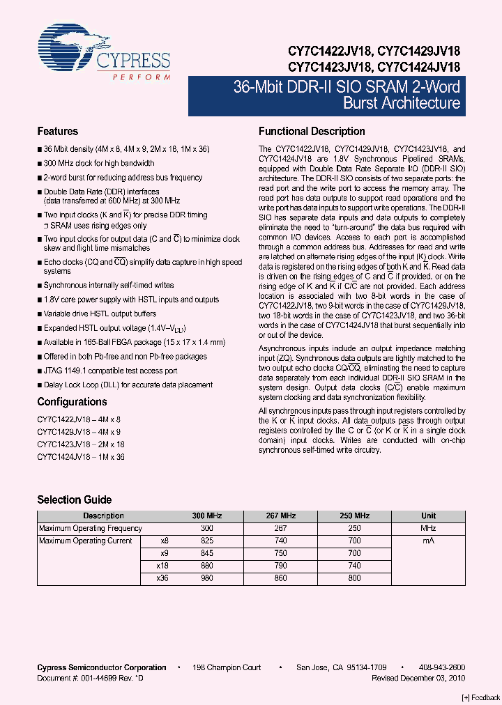 CY7C1423JV18-250BZXC_4812337.PDF Datasheet