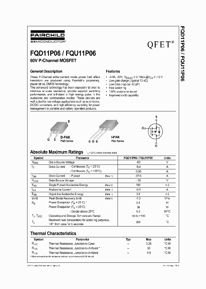 FQD11P06TMSB82077_4815165.PDF Datasheet
