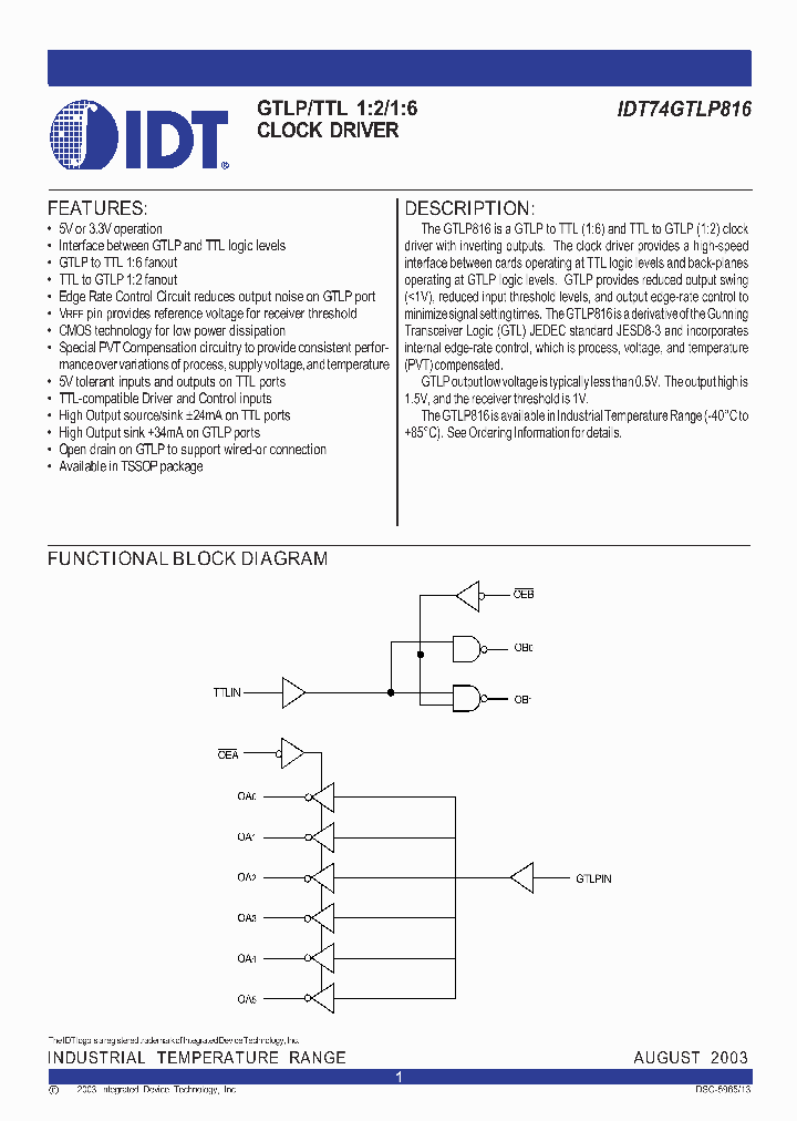 IDT74GTLP816PGI_4823982.PDF Datasheet