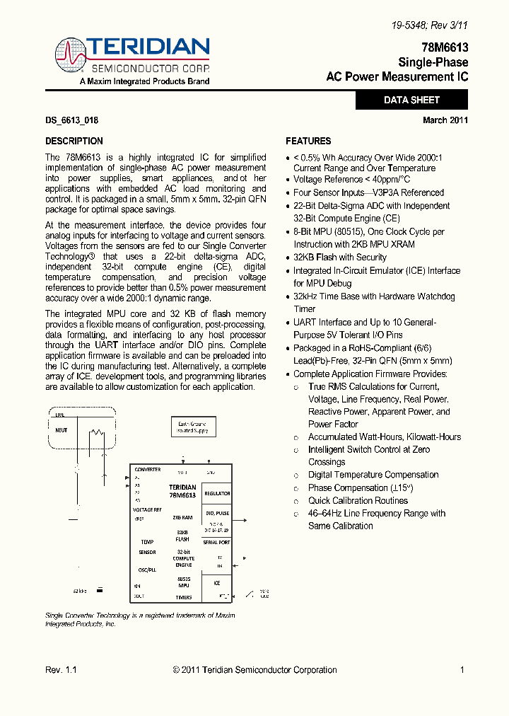 78M6613_4825795.PDF Datasheet
