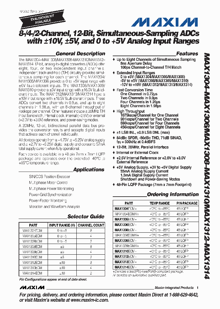 MAX1308ECV_4827475.PDF Datasheet