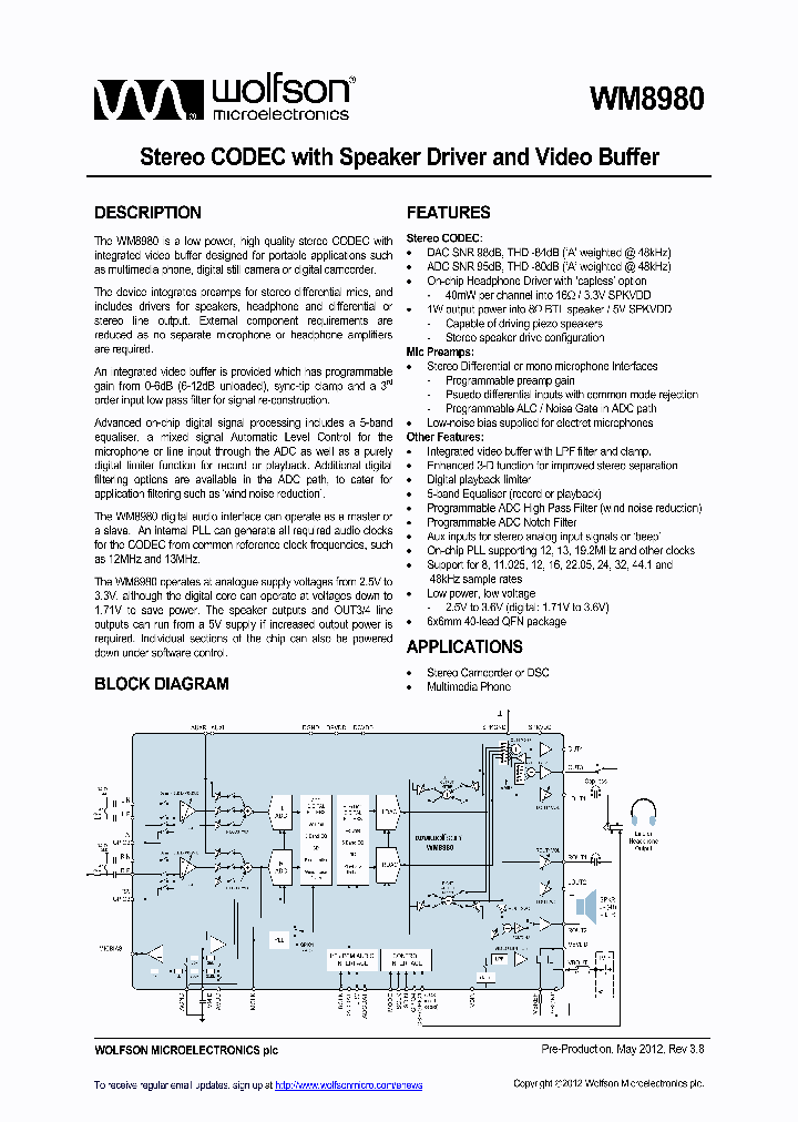 WM8980CGEFLRV_4833740.PDF Datasheet