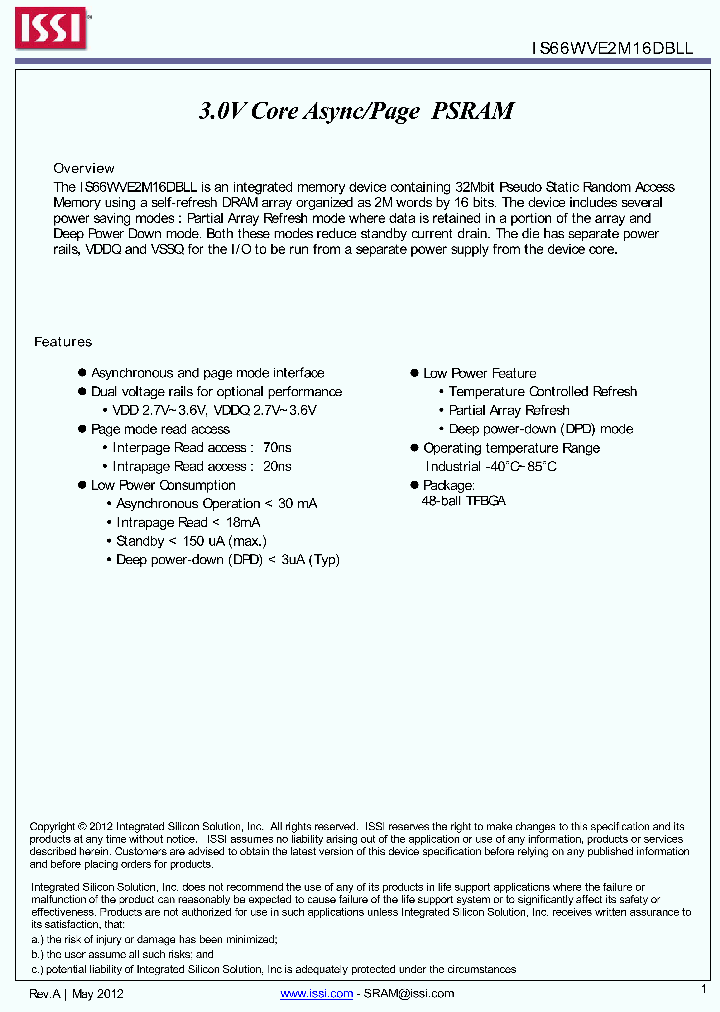 IS66WVE2M16DBLL-70BLI_4836594.PDF Datasheet