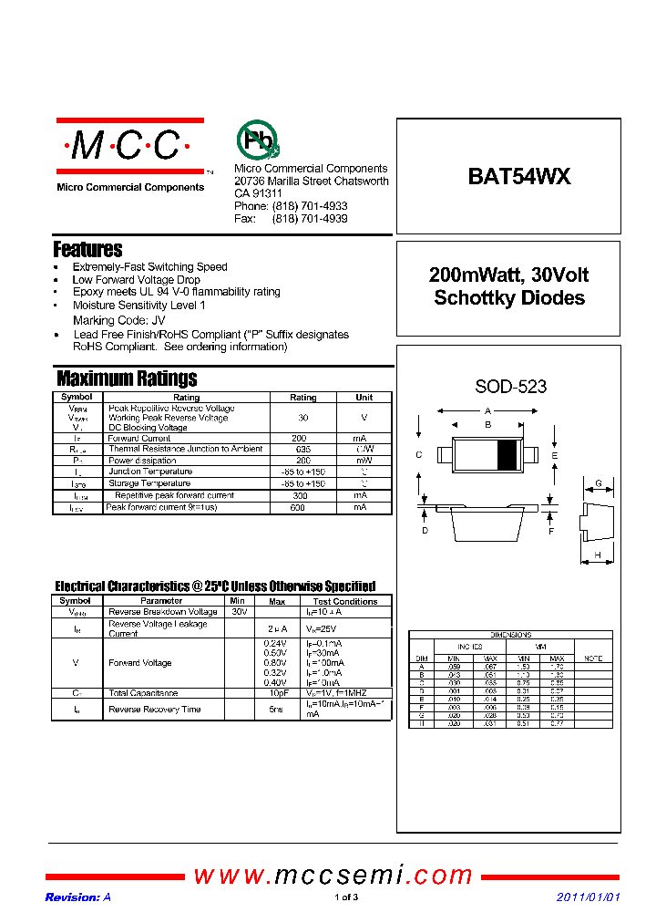 BAT54WX-TP_4842553.PDF Datasheet