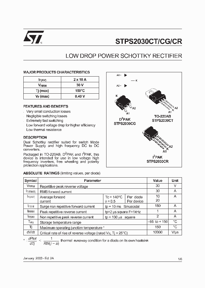 STPS2030CR_4850676.PDF Datasheet