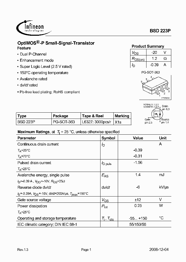 BSD223P06_4857899.PDF Datasheet