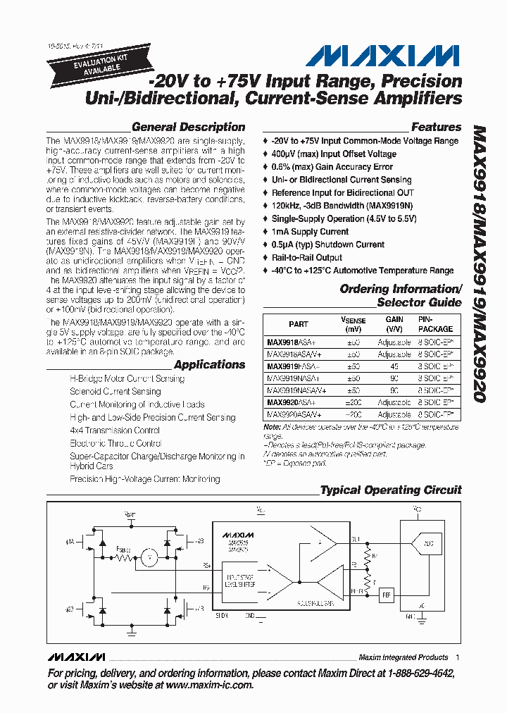 MAX9920ASAV_4859095.PDF Datasheet