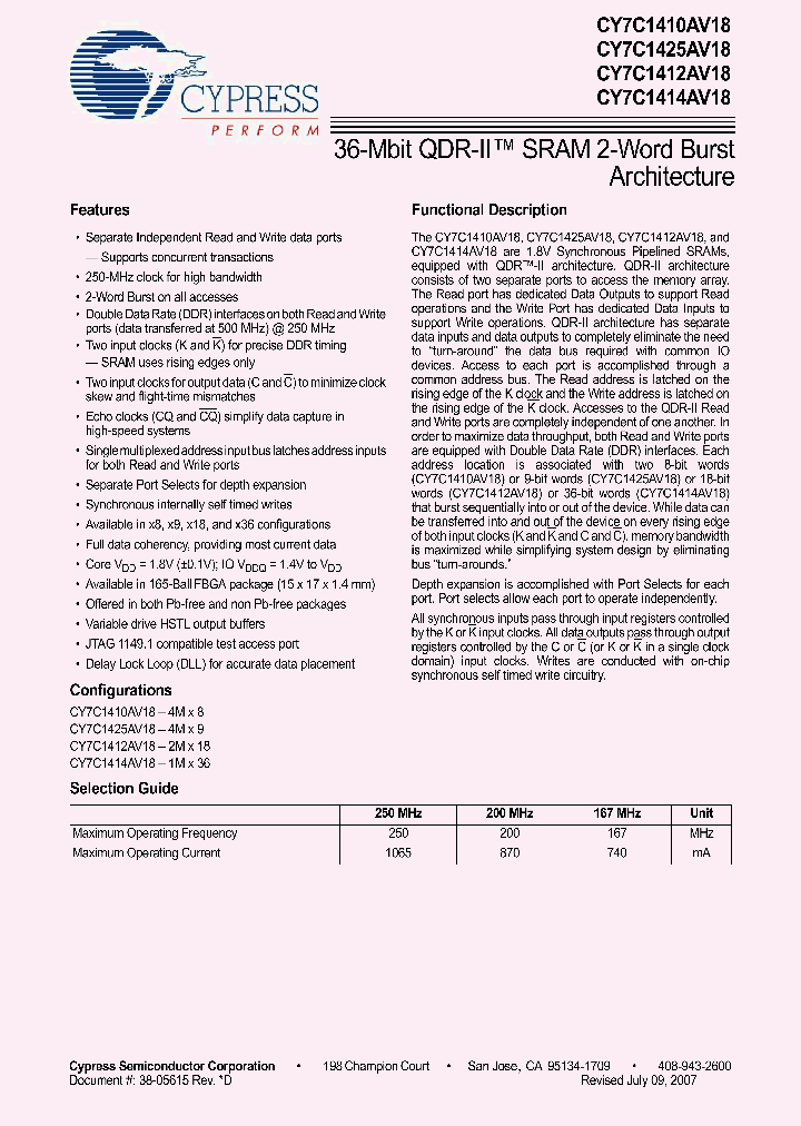 CY7C1425AV18_4860202.PDF Datasheet