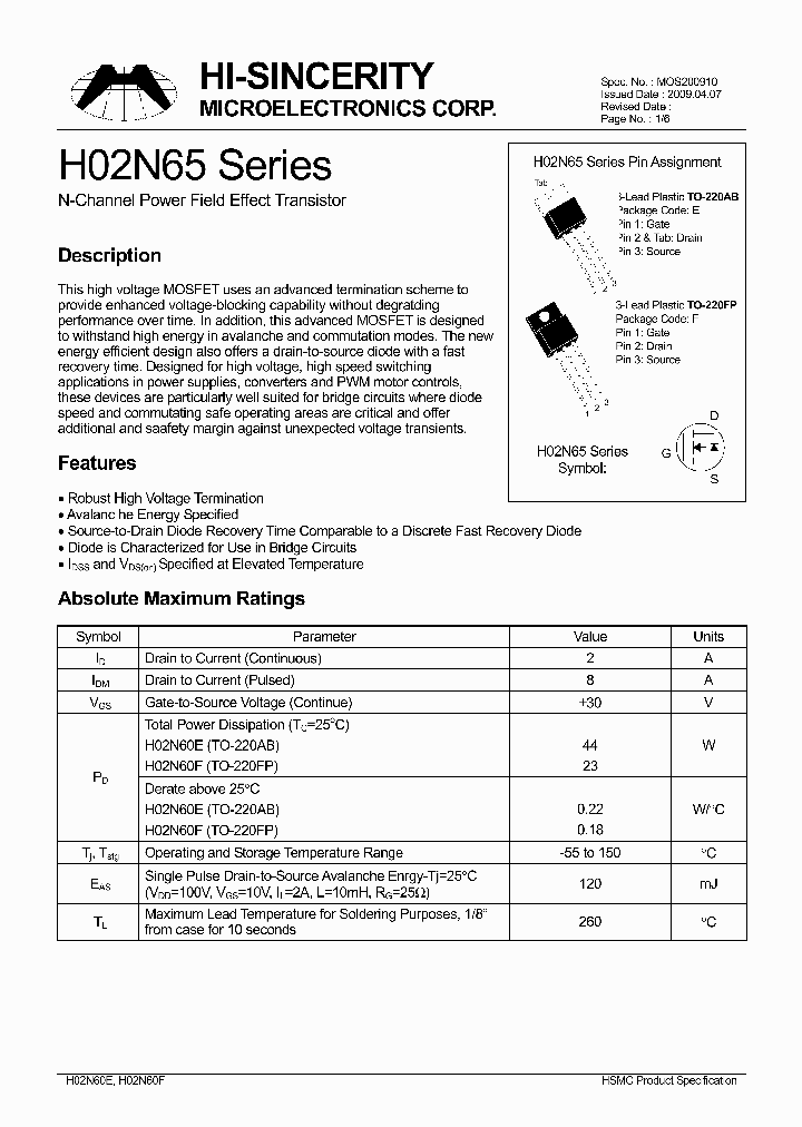 H02N65_4860390.PDF Datasheet