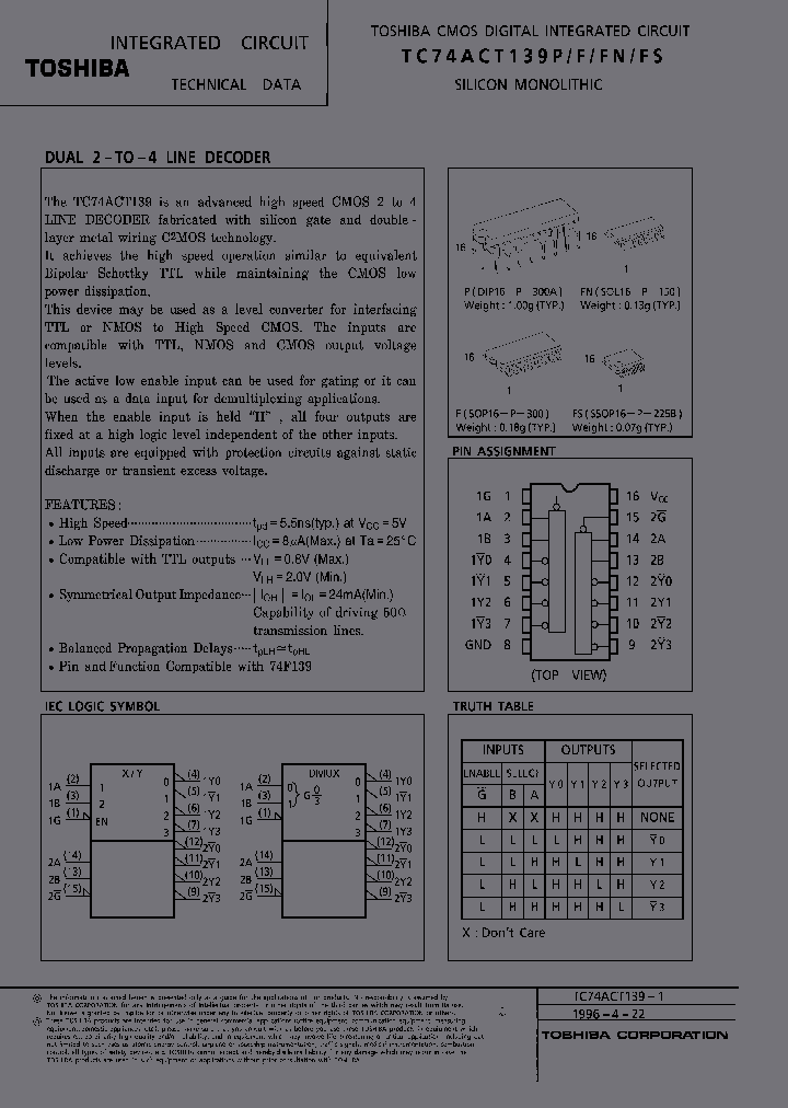 TC74ACT139P_4863740.PDF Datasheet