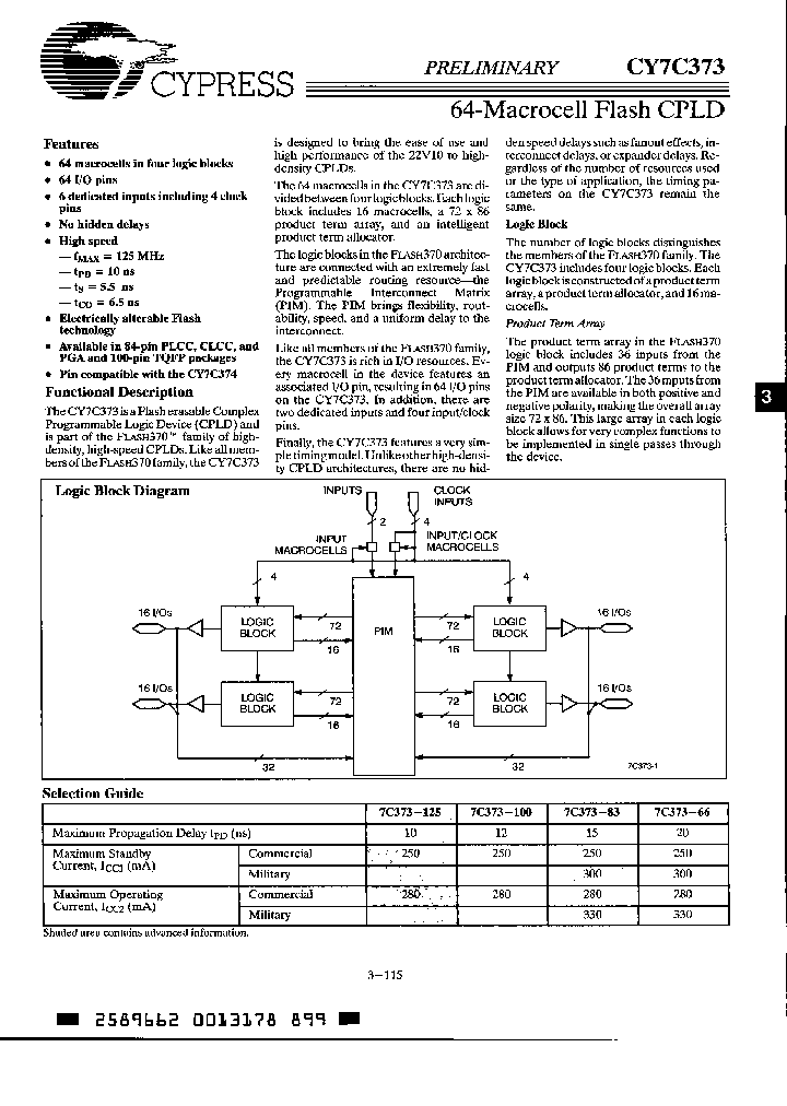 CY7C373-66GMB_4871624.PDF Datasheet