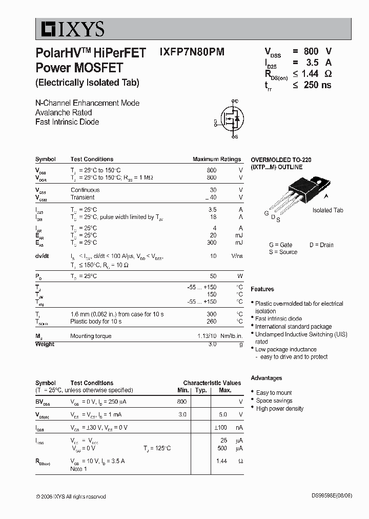 IXFP7N80PM_4876724.PDF Datasheet