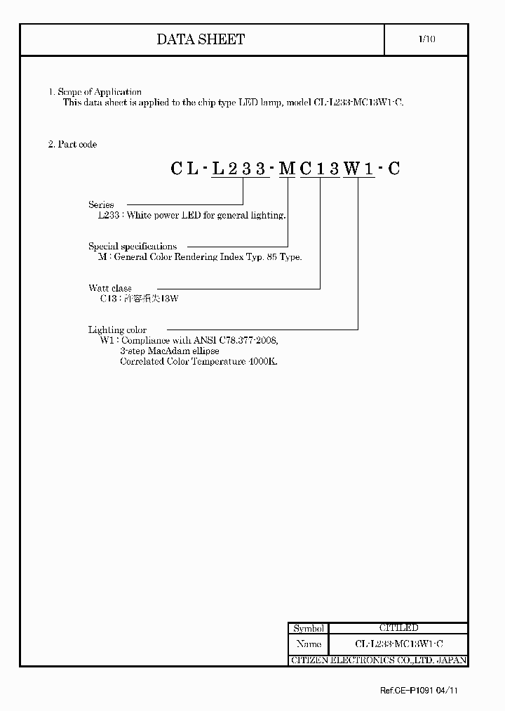 CL-L233-MC13W1-C11_4878303.PDF Datasheet