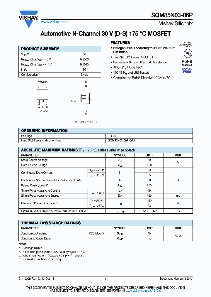 SQM85N03-06P_4879114.PDF Datasheet