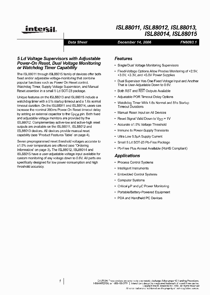 ISL88011IH522Z-TK_4881354.PDF Datasheet
