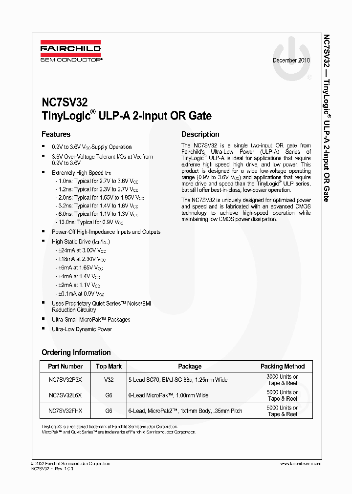 NC7SV32FHX10_4885995.PDF Datasheet
