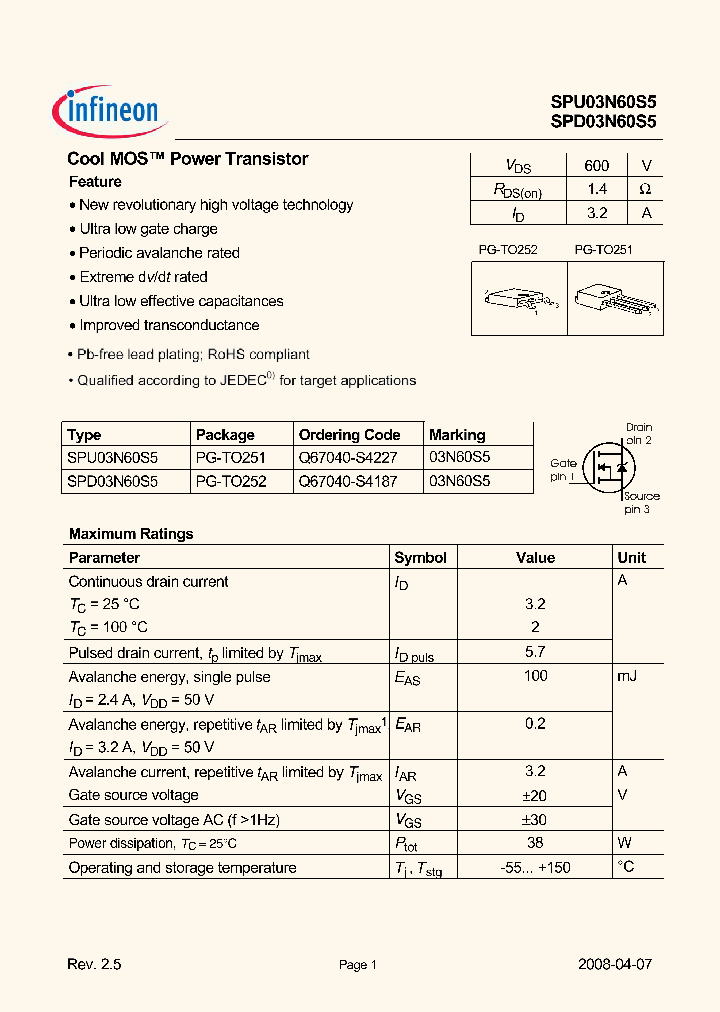 SPU03N60S508_4887493.PDF Datasheet