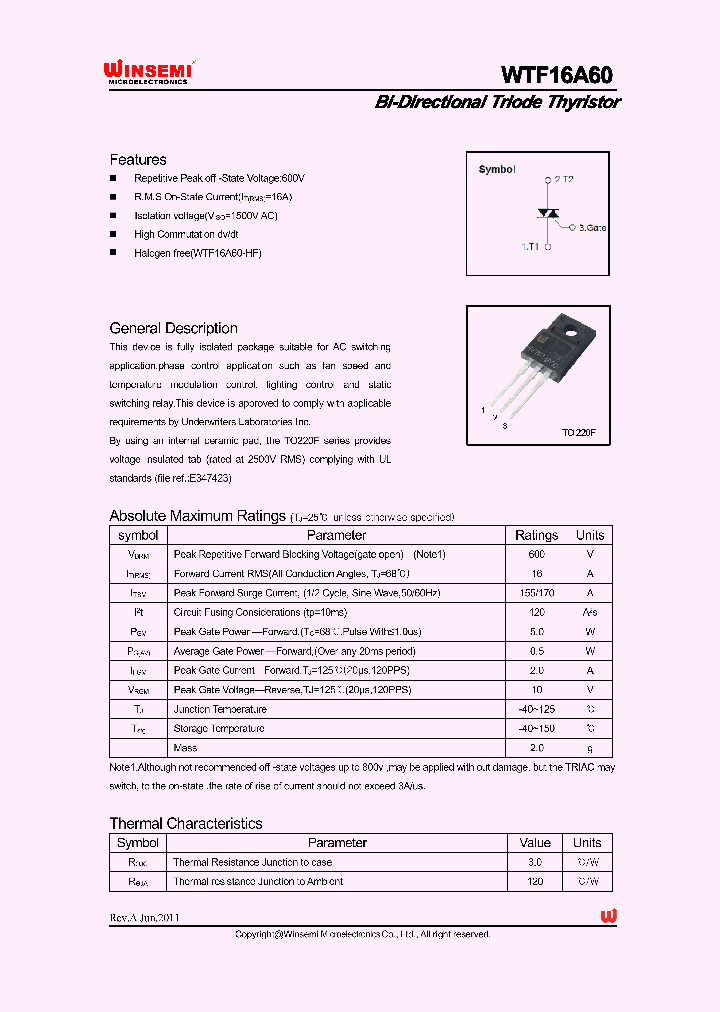 WTF16A60_4896171.PDF Datasheet