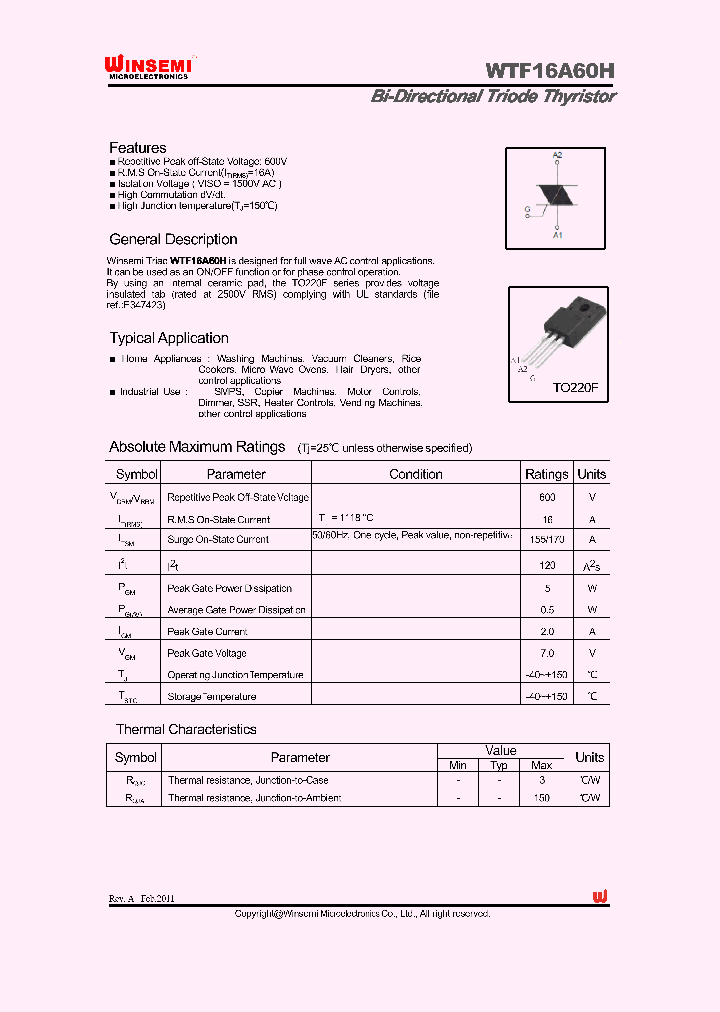 WTF16A60H_4896173.PDF Datasheet