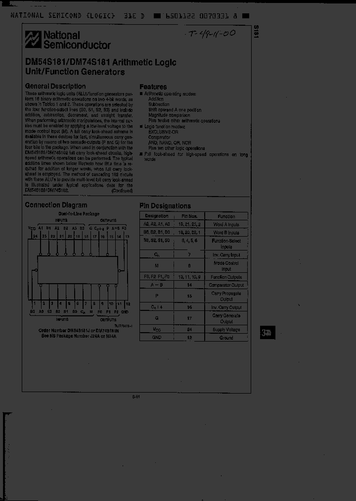 DM54S181J883_4900024.PDF Datasheet