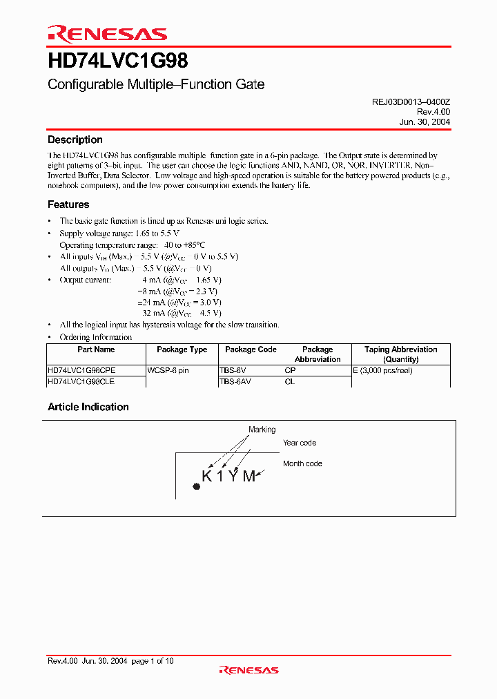 HD74LVC1G98_4901697.PDF Datasheet
