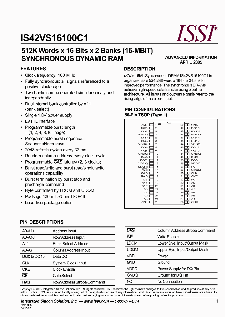 IS42VS16100C1-10TI_4910046.PDF Datasheet