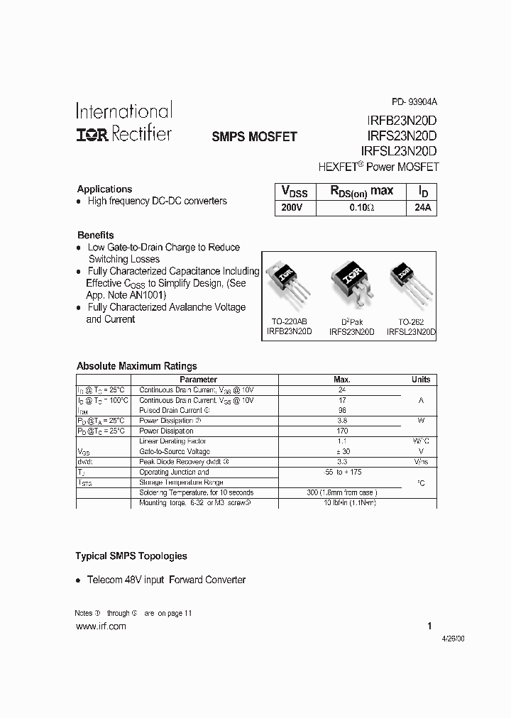 IRFB23N20D_4920453.PDF Datasheet