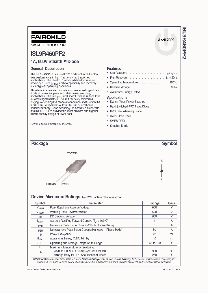 ISL9R460PF209_4925790.PDF Datasheet
