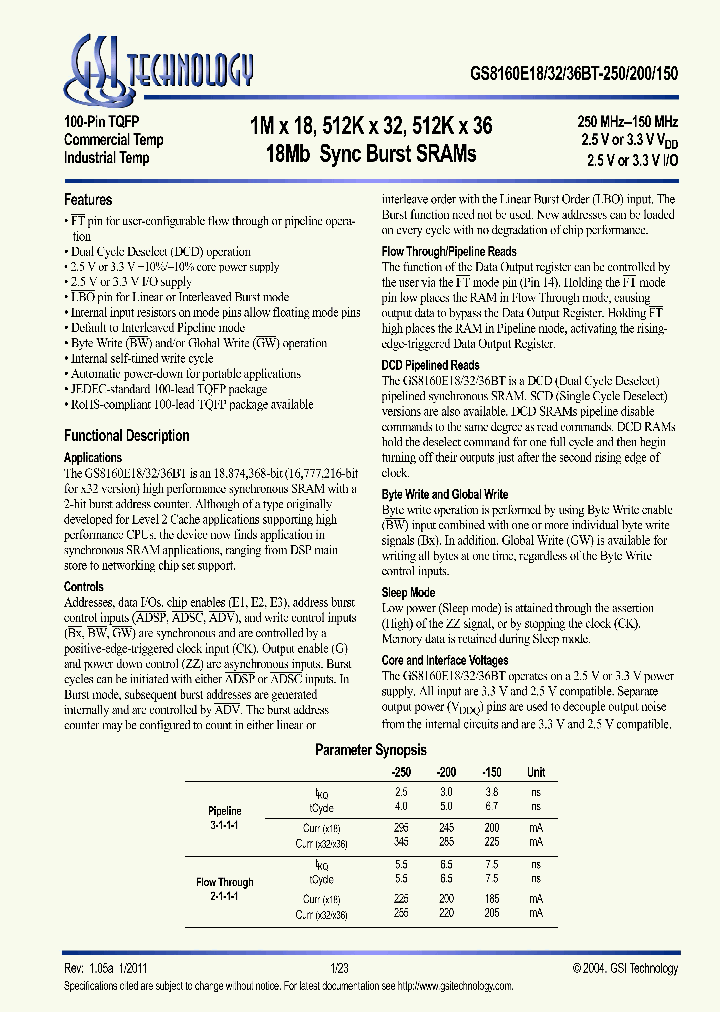 GS8160E18BGT-150_4927958.PDF Datasheet