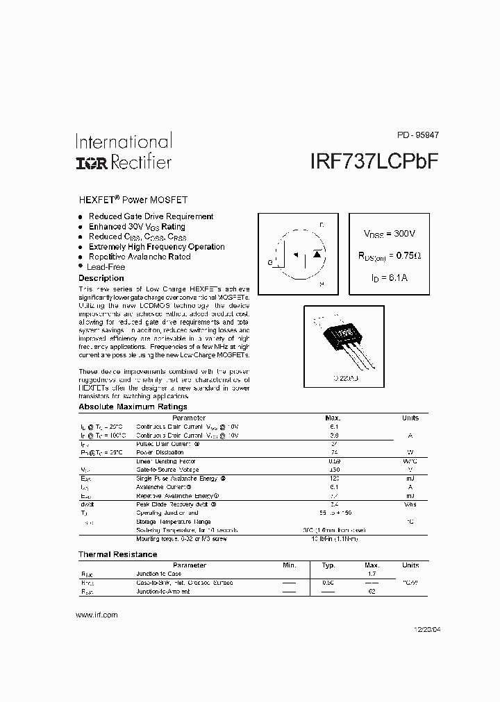 IRF737LCPBF_4938346.PDF Datasheet