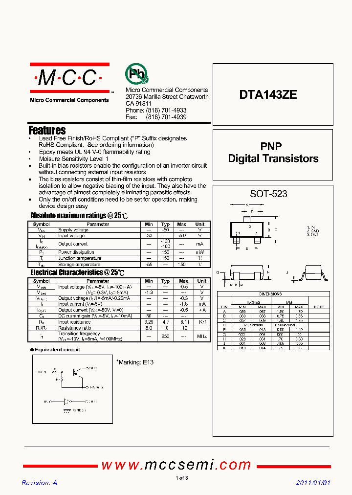 DTA143ZE11_4952322.PDF Datasheet